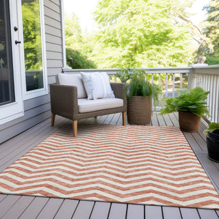 Piper Looms Chantille Chevron ACN922 Salmon Machine Washable Area Rug Outdoor Lifestyle Image Feature