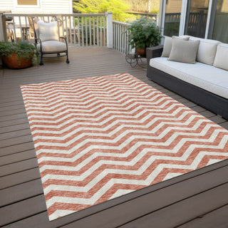 Piper Looms Chantille Chevron ACN922 Salmon Machine Washable Area Rug Outdoor Lifestyle Image Feature