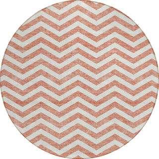 Piper Looms Chantille Chevron ACN922 Salmon Machine Washable Area Rug Round Main Image