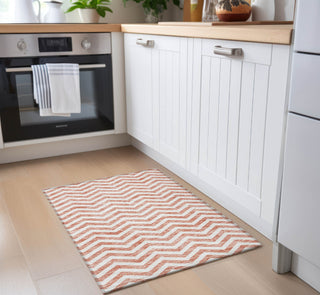 Piper Looms Chantille Chevron ACN922 Salmon Machine Washable Area Rug Scatter Lifestyle Image Feature