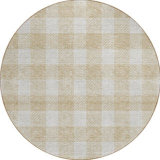 Piper Looms Chantille Plaid ACN923 Beige Machine Washable Area Rug Round Main Image