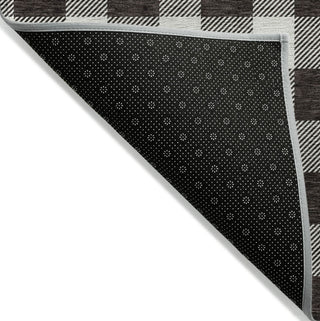 Piper Looms Chantille Plaid ACN923 Black Machine Washable Area Rug Backing Image