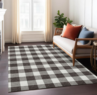 Piper Looms Chantille Plaid ACN923 Black Machine Washable Area Rug Lifestyle Image Feature