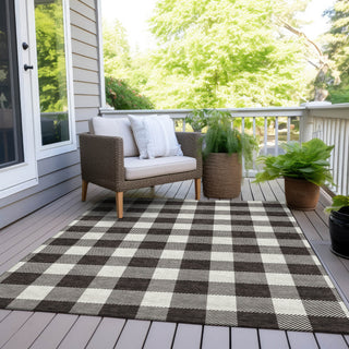 Piper Looms Chantille Plaid ACN923 Black Machine Washable Area Rug Outdoor Lifestyle Image Feature