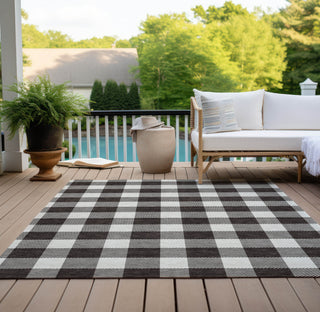 Piper Looms Chantille Plaid ACN923 Black Machine Washable Area Rug Outdoor Lifestyle Image Feature