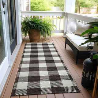 Piper Looms Chantille Plaid ACN923 Black Machine Washable Area Rug Runner Outdoor Lifestyle Image Feature