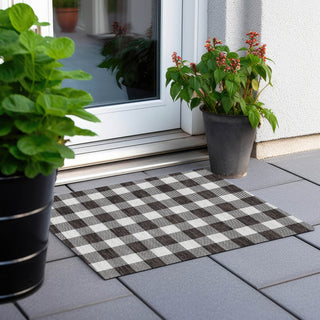 Piper Looms Chantille Plaid ACN923 Black Machine Washable Area Rug Scatter Outdoor Lifestyle Image Feature