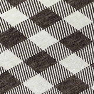 Piper Looms Chantille Plaid ACN923 Black Machine Washable Area Rug Swatch Image