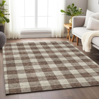 Piper Looms Chantille Plaid ACN923 Brown Machine Washable Area Rug Lifestyle Image Feature