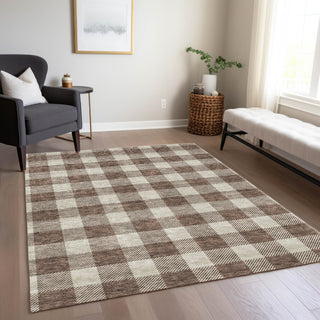 Piper Looms Chantille Plaid ACN923 Brown Machine Washable Area Rug Lifestyle Image Feature