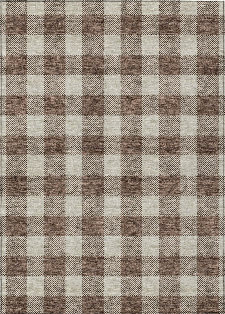 Piper Looms Chantille Plaid ACN923 Brown Machine Washable Area Rug main image