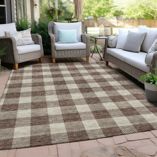 Piper Looms Chantille Plaid ACN923 Brown Machine Washable Area Rug Outdoor Lifestyle Image Feature
