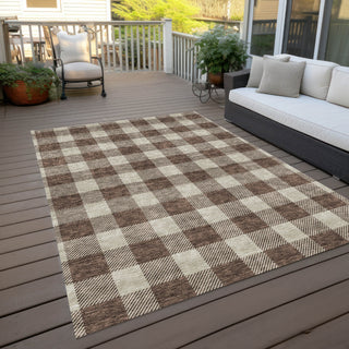 Piper Looms Chantille Plaid ACN923 Brown Machine Washable Area Rug Outdoor Lifestyle Image Feature