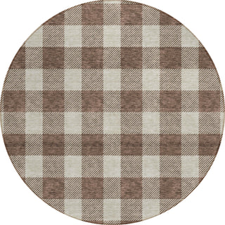 Piper Looms Chantille Plaid ACN923 Brown Machine Washable Area Rug Round Main Image