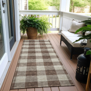 Piper Looms Chantille Plaid ACN923 Brown Machine Washable Area Rug Runner Outdoor Lifestyle Image Feature