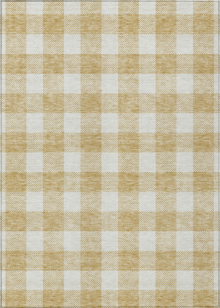 Piper Looms Chantille Plaid ACN923 Gold Machine Washable Area Rug main image