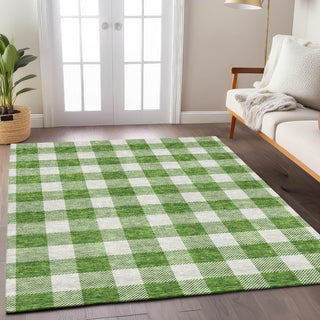 Piper Looms Chantille Plaid ACN923 Green Machine Washable Area Rug Lifestyle Image Feature
