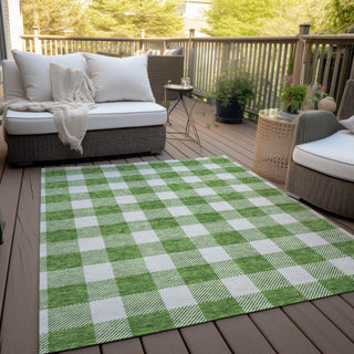 Piper Looms Chantille Plaid ACN923 Green Machine Washable Area Rug Outdoor Lifestyle Image Feature