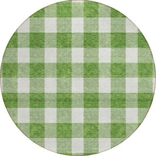 Piper Looms Chantille Plaid ACN923 Green Machine Washable Area Rug Round Main Image