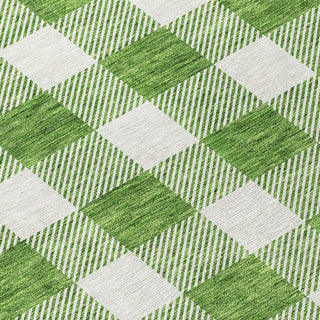 Piper Looms Chantille Plaid ACN923 Green Machine Washable Area Rug Swatch Image