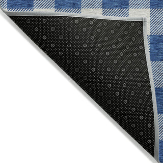 Piper Looms Chantille Plaid ACN923 Navy Machine Washable Area Rug Backing Image