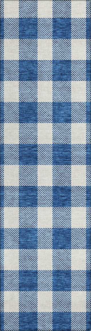 Piper Looms Chantille Plaid ACN923 Navy Machine Washable Area Rug Runner Main Image