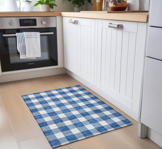 Piper Looms Chantille Plaid ACN923 Navy Machine Washable Area Rug Scatter Lifestyle Image Feature