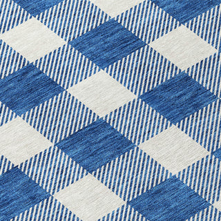 Piper Looms Chantille Plaid ACN923 Navy Machine Washable Area Rug Swatch Image