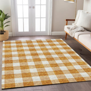 Piper Looms Chantille Plaid ACN923 Orange Machine Washable Area Rug Lifestyle Image Feature