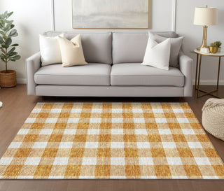 Piper Looms Chantille Plaid ACN923 Orange Machine Washable Area Rug Lifestyle Image Feature