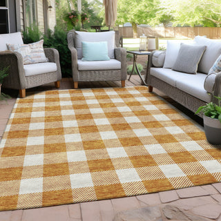 Piper Looms Chantille Plaid ACN923 Orange Machine Washable Area Rug Outdoor Lifestyle Image Feature