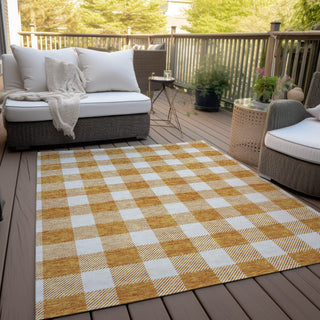 Piper Looms Chantille Plaid ACN923 Orange Machine Washable Area Rug Outdoor Lifestyle Image Feature
