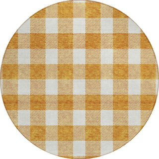 Piper Looms Chantille Plaid ACN923 Orange Machine Washable Area Rug Round Main Image