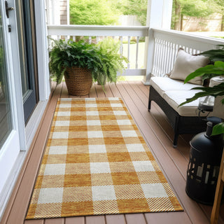 Piper Looms Chantille Plaid ACN923 Orange Machine Washable Area Rug Runner Outdoor Lifestyle Image Feature