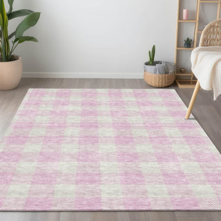 Piper Looms Chantille Plaid ACN923 Pink Machine Washable Area Rug Lifestyle Image Feature