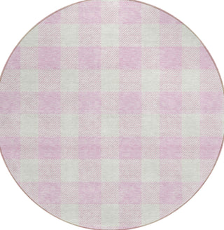 Piper Looms Chantille Plaid ACN923 Pink Machine Washable Area Rug Round Main Image