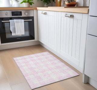 Piper Looms Chantille Plaid ACN923 Pink Machine Washable Area Rug Scatter Lifestyle Image Feature