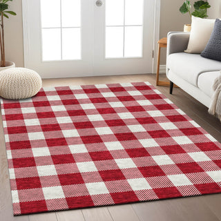 Piper Looms Chantille Plaid ACN923 Red Machine Washable Area Rug Lifestyle Image Feature