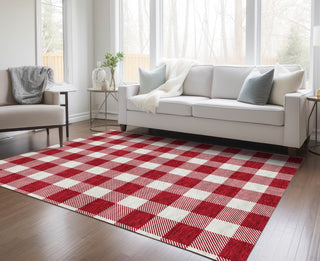 Piper Looms Chantille Plaid ACN923 Red Machine Washable Area Rug Lifestyle Image Feature