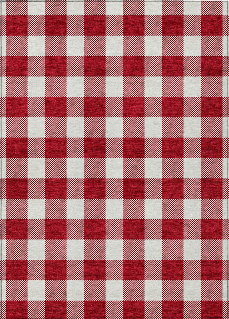 Piper Looms Chantille Plaid ACN923 Red Machine Washable Area Rug main image