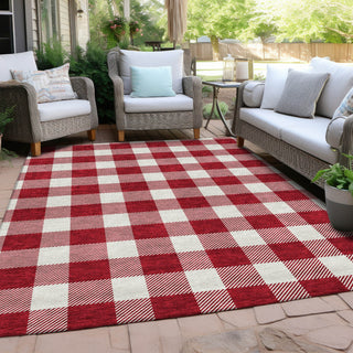 Piper Looms Chantille Plaid ACN923 Red Machine Washable Area Rug Outdoor Lifestyle Image Feature