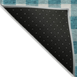 Piper Looms Chantille Plaid ACN923 Teal Machine Washable Area Rug Backing Image