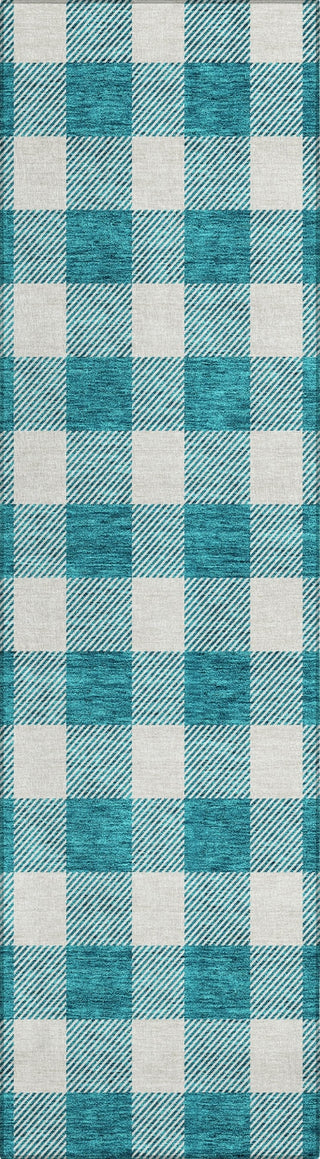 Piper Looms Chantille Plaid ACN923 Teal Machine Washable Area Rug Runner Main Image