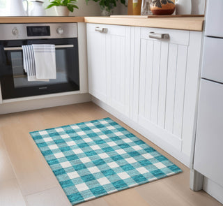 Piper Looms Chantille Plaid ACN923 Teal Machine Washable Area Rug Scatter Lifestyle Image Feature