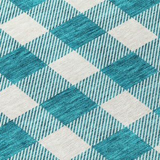 Piper Looms Chantille Plaid ACN923 Teal Machine Washable Area Rug Swatch Image