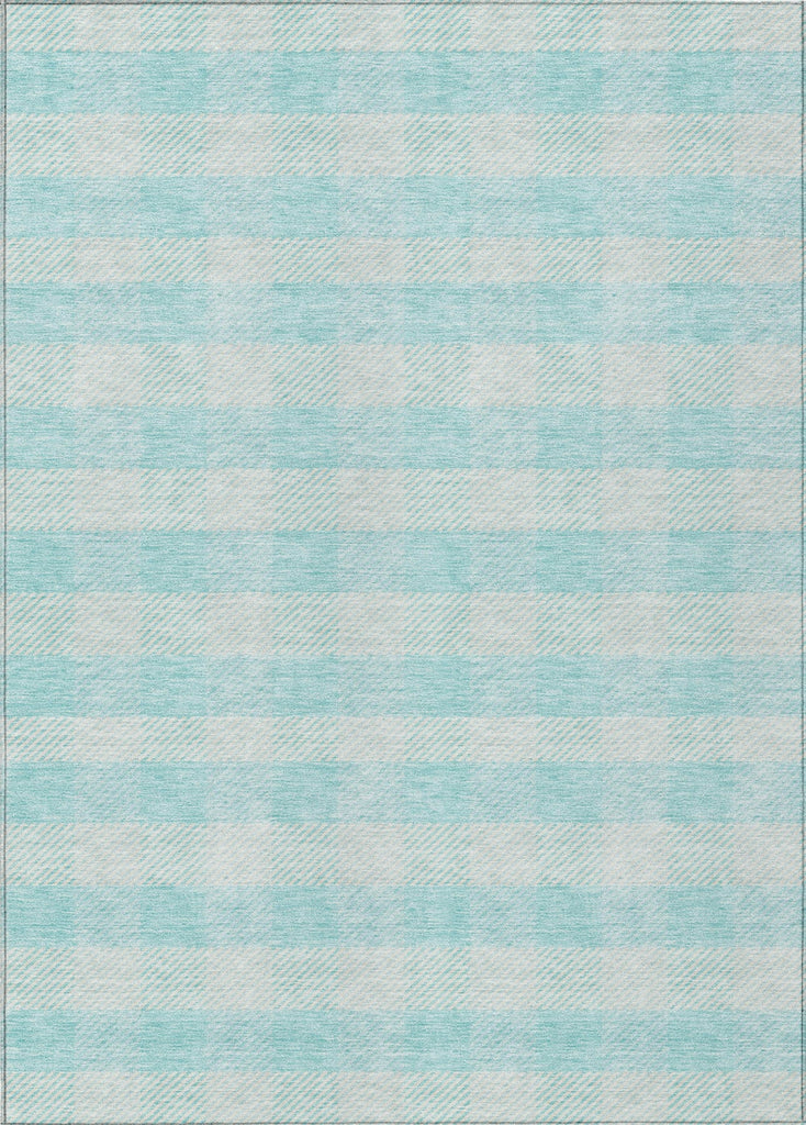 Piper Looms Chantille Plaid ACN924 Aqua Machine Washable Area Rug main image