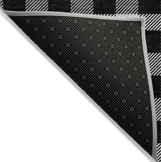 Piper Looms Chantille Plaid ACN924 Black Machine Washable Area Rug Backing Image