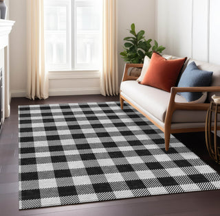 Piper Looms Chantille Plaid ACN924 Black Machine Washable Area Rug Lifestyle Image Feature