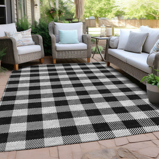 Piper Looms Chantille Plaid ACN924 Black Machine Washable Area Rug Outdoor Lifestyle Image Feature