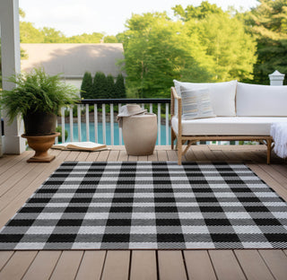 Piper Looms Chantille Plaid ACN924 Black Machine Washable Area Rug Outdoor Lifestyle Image Feature